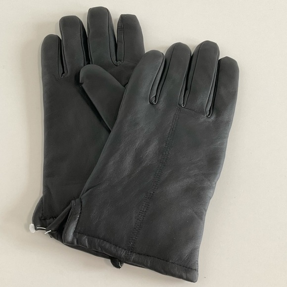 Nordstrom Men Black Leather Fleece Lined Gloves L - Picture 2 of 5